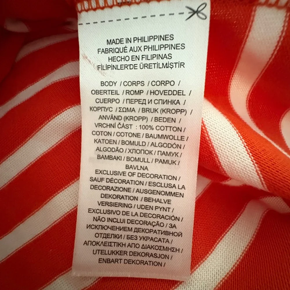 Lauren Ralph Lauren Top Women Orange White Boat Neck Nautical Long Sleeve XL NWT - Picture 15 of 16